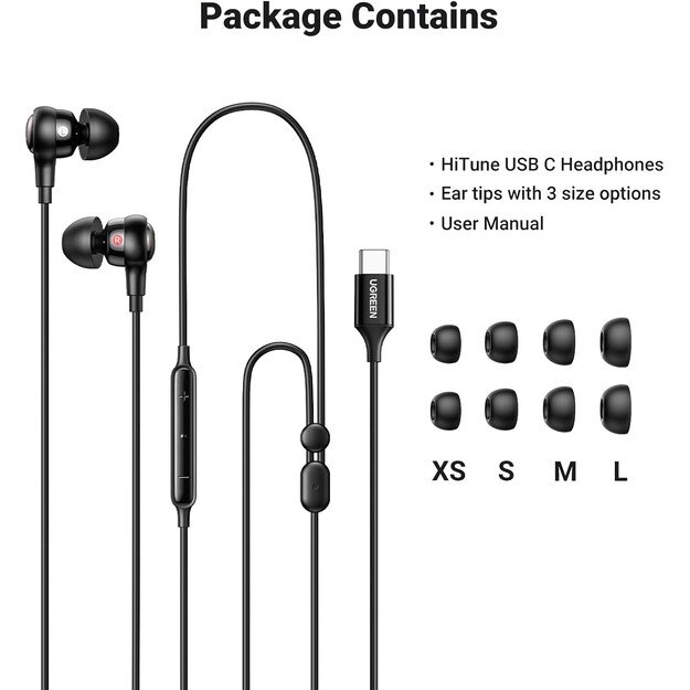 Ausinės Ugreen EP103 USB-C (30638) juodos 3