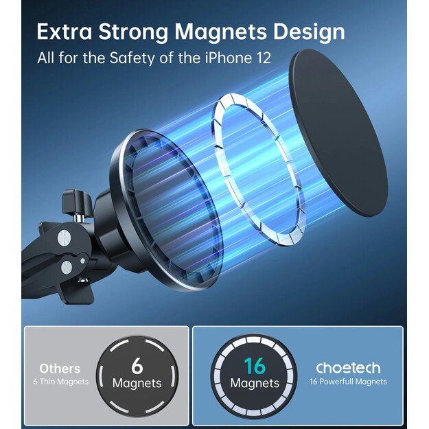 Automobilinis telefono laikiklis Choetech AT0004 MagSafe juodas 5