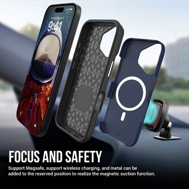 Dėklas Perfectionists Triangle Mag Case Apple iPhone 16 tamsiai mėlynas 1