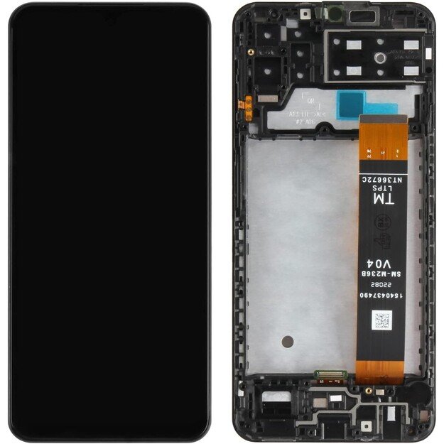 Ekranas Samsung A137 A13 2022 su lietimui jautriu stikliuku su rėmeliu juodas ORG