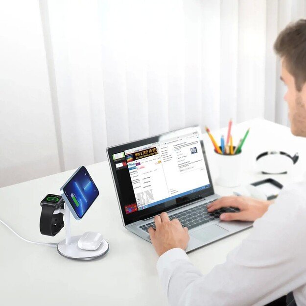 Įkroviklis belaidis Choetech T585-F 3-in-1 15W baltas 2