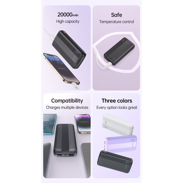 I&scaron;orinė baterija Power Bank Awei P19K 5V/2.4A 20000mAh juoda 1