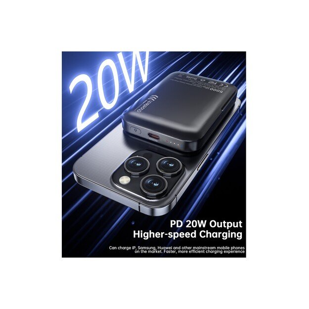 I&scaron;orinė baterija Power Bank Choetech B743 15W Magsafe 10000mAh juoda 2