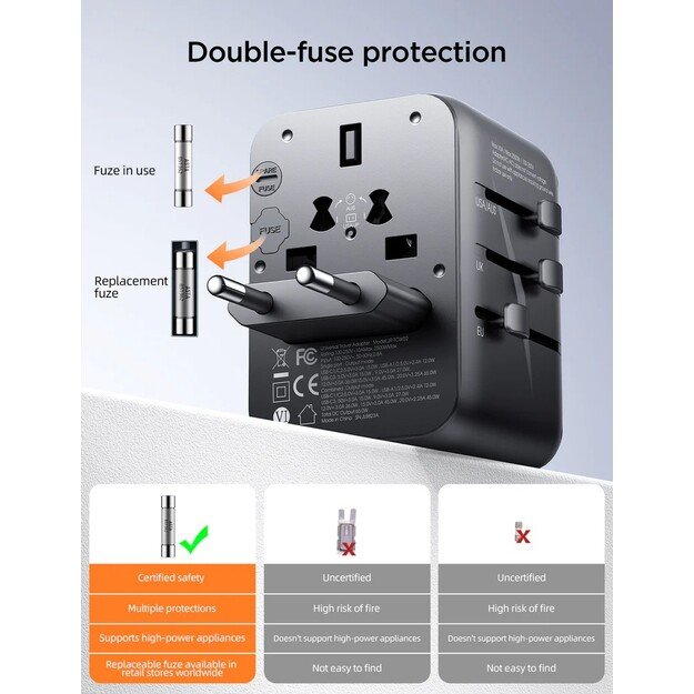 Universalus kelioninis įkroviklis Joyroom JR-TCW01 15W 3xUSB-A/USB-C juodas 3