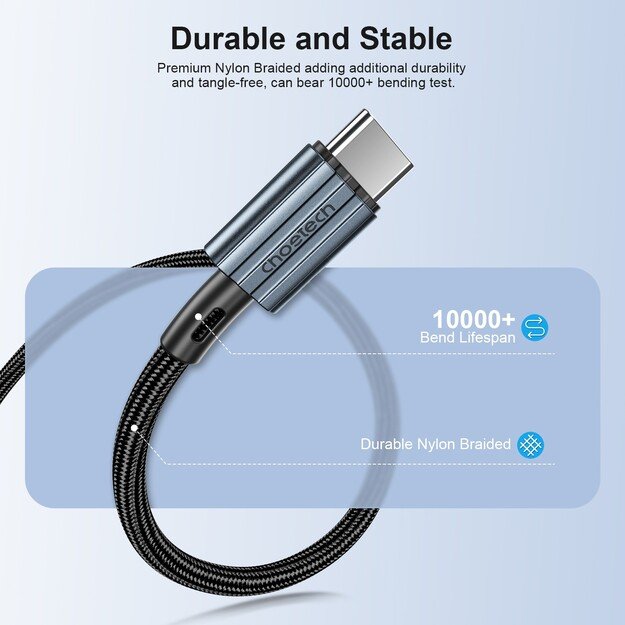 USB kabelis Choetech XCC-1015 USB-C to USB-C PD60W 2.0m juodas 2