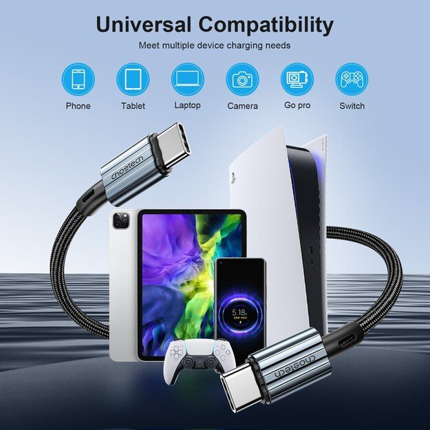 USB kabelis Choetech XCC-1015 USB-C to USB-C PD60W 2.0m juodas 3