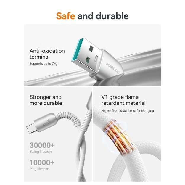 USB kabelis Joyroom S-A51 USB-A to USB-C 3A 1.2m pilkas 4