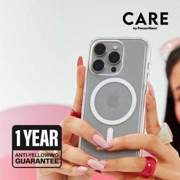 CARE Flagship case with White MagSafe iPhone 16, Transparent