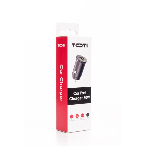 SEEK TOTI 30W Type-C + USB A Car Fast Charger, Black 1