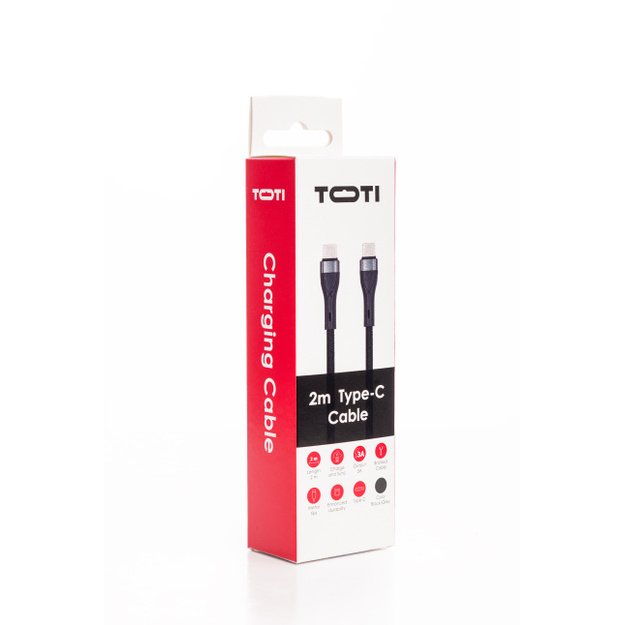 SEEK TOTI Type-C to Type-C, 2m Braided Cable 3A,Black 1