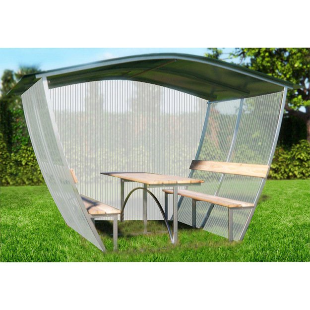 Pavėsinė Nevada 6m (uždengtas stogas, &scaron;onai ir galas)