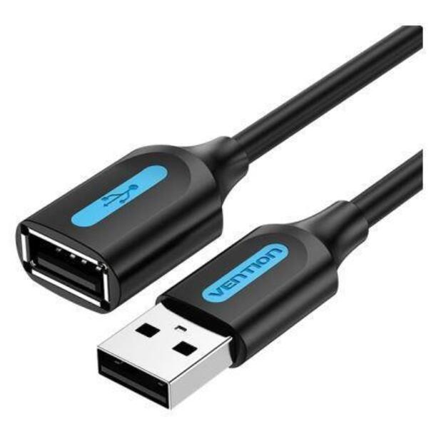 CABLE USB2.0 MALE TO FEMALE/0.5M BLACK CBIBD VENTION