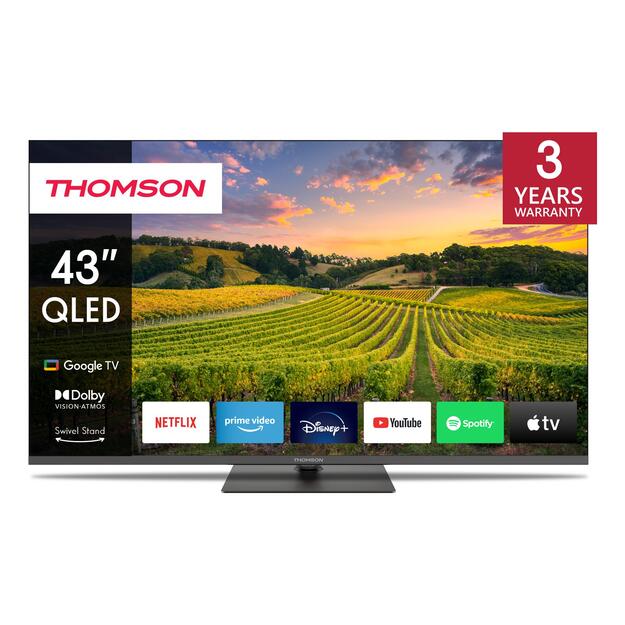 TV Set|THOMSON|43 |4K/Smart|QLED|3840x2160|Bluetooth|Google TV|43QG5C14