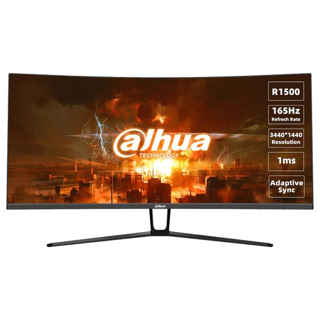 LCD Monitor|DAHUA|DHI-LM34-E330C|34 |Gaming/Curved/21 : 9|Panel VA|3440x1440|21:9|165Hz|1 ms|Tilt|Colour Black|LM34-E330C