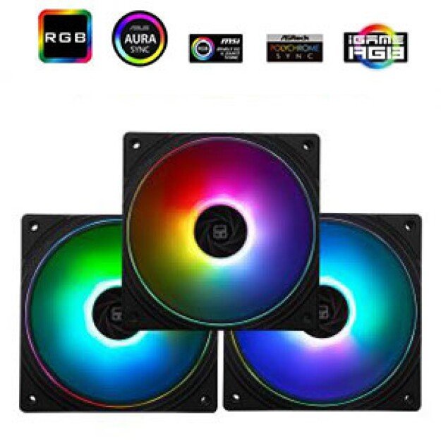 Thermalright TL-S12-S X3 PWM ARGB Black 3vnt. (120mm) (Juodi) Ventiliatoriai