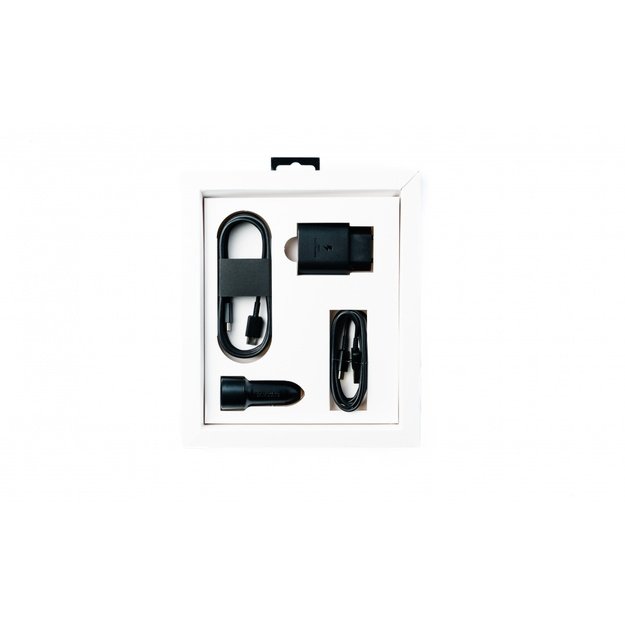 Charger set in ECO package. Includes travel and car adapters with cables 1