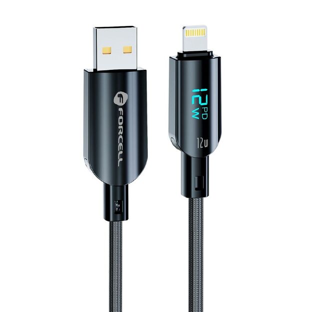 Cable USB A to Lightning Forcell F-Energy 2,4A 12W Digital 1,2 m C273 black 1