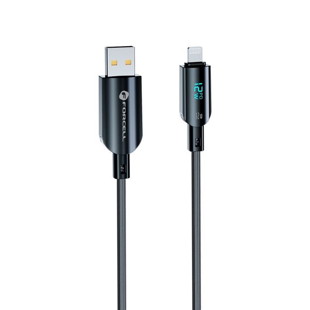 Cable USB A to Lightning Forcell F-Energy 2,4A 12W Digital 1,2 m C273 black 4