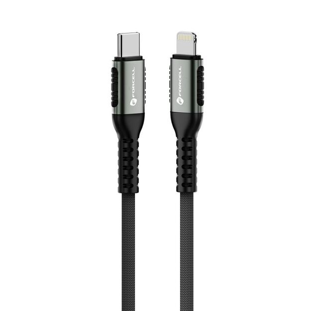 Cable USB C to Lightning Forcell F-Energy PD 3A 27W Cafule 0,5 m C259 black 1