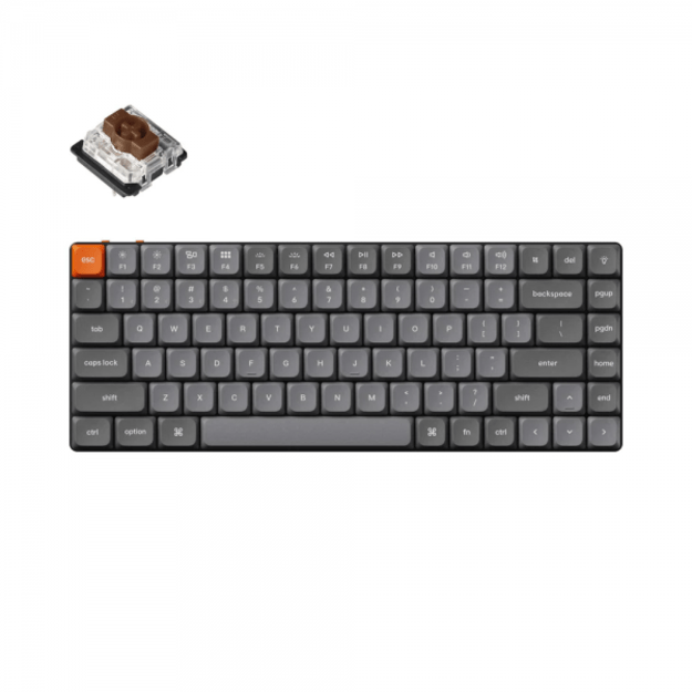 Keychron K3 Max Wireless (K3M-H3) - US Layout - Hot-Swappable Low Profile Gateron Brown - Black (Juoda) Mechaninė Belaidė Žaidimų Klaviatūra