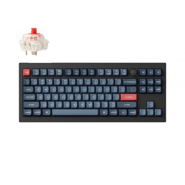 Keychron V3 Max Wireless (V3M-D1) - US Layout - Hot-Swappable Gateron Jupiter Red - Carbon Black (Juoda) Mechaninė Belaidė Žaidimų Klaviatūra