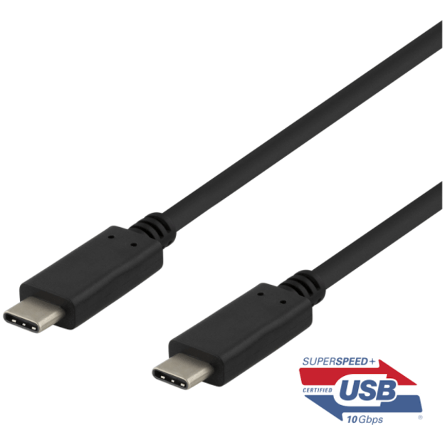 Deltaco USBC-1402 1m 10Gbps 5A 100W Black (Juodas) USB-C Kabelis