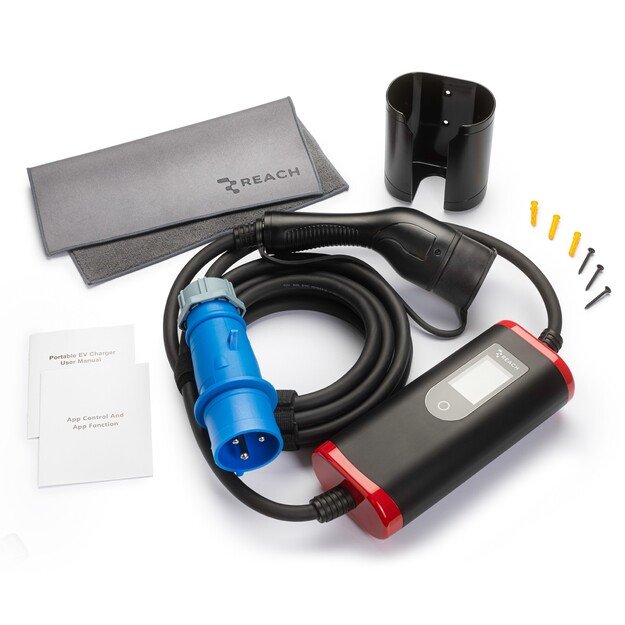 Elektromobilių įkroviklis Reach PEVC3 1 fazė Type2 32A 7.2kW 5.0m 1