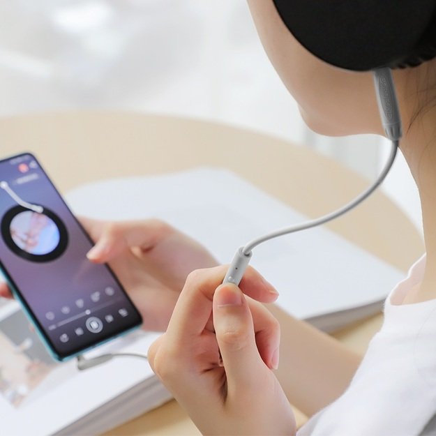 Audio adapteris 3,5mm į 3,5mm Borofone BL5 AUX su mikrofonu pilkas 2