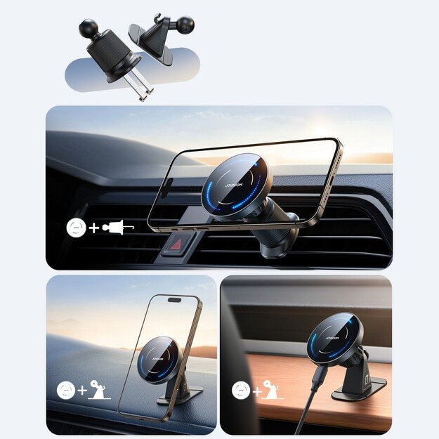 Automobilinis laikiklis-įkroviklis Joyroom JR-ZS502 MagSafe 15W (air vent/dashboard) juodas 3