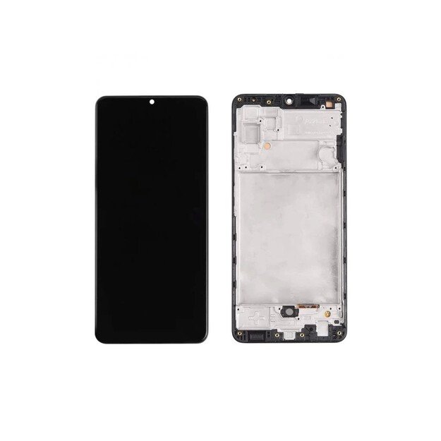 Ekranas Samsung A325 A32 4G su lietimui jautriu stikliuku ir rėmeliu juodas OLED