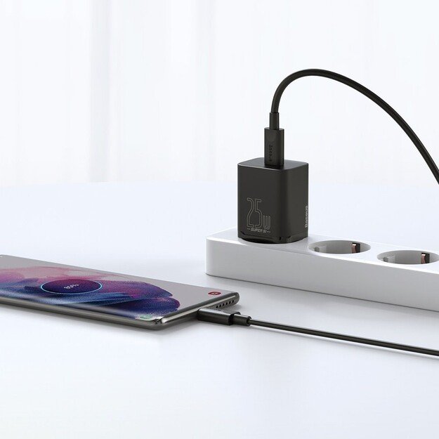 Įkroviklis Baseus Super Si 25W USB-C + USB-C to USB-C cable 1.0m juodas TZCCSUP-L01 4