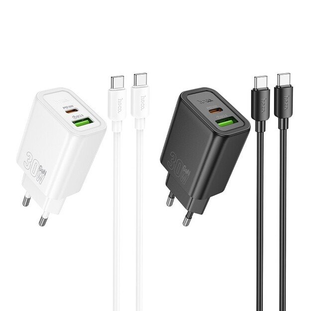 Įkroviklis Hoco N63 30W GaN USB-C/USB-A + USB-C to USB-C cable 1.0m juodas 4