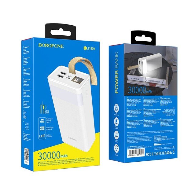 I&scaron;orinė baterija Power Bank Borofone BJ18A 2xUSB 2A 30000mAh balta 4