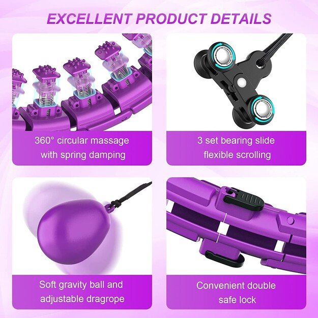 Masažuojantis gimnastikos lankas Smart Hula Hoop M2 rožinis 4