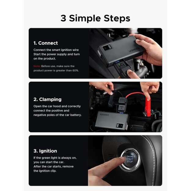 Mobilus energijos &scaron;altinis Ugreen ES702 1000A max 12000mAh (35977) 7