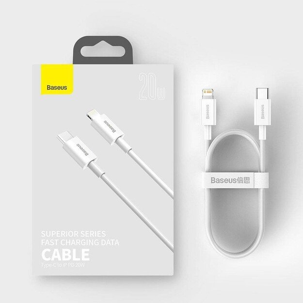 USB kabelis Baseus Superior i&scaron; Type-C į Lightning PD 20W 1.0m baltas CATLYS-A02 5
