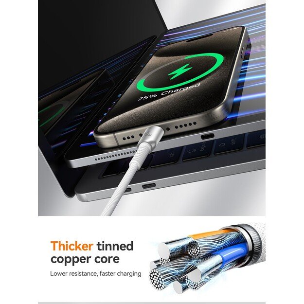 USB kabelis Joyroom S-A51 USB-C to Lightning 30W 1.2m pilkas 3