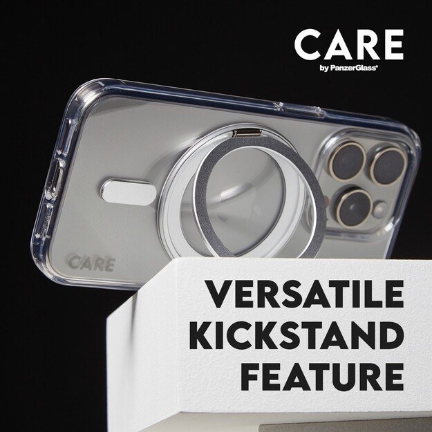 CARE Feature case with Silver Kickstand MagSafe iPhone 16 Pro Max, Transparent 2