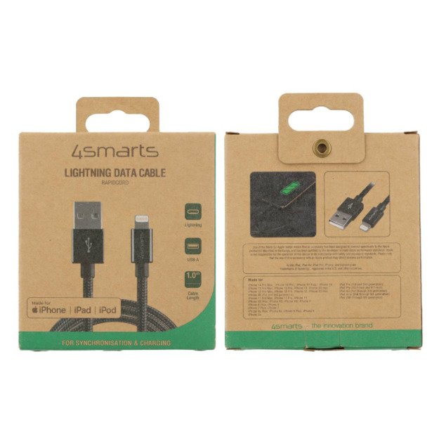 USB-A to Lightning Cable RapidCord 1m black *MFi certified 2