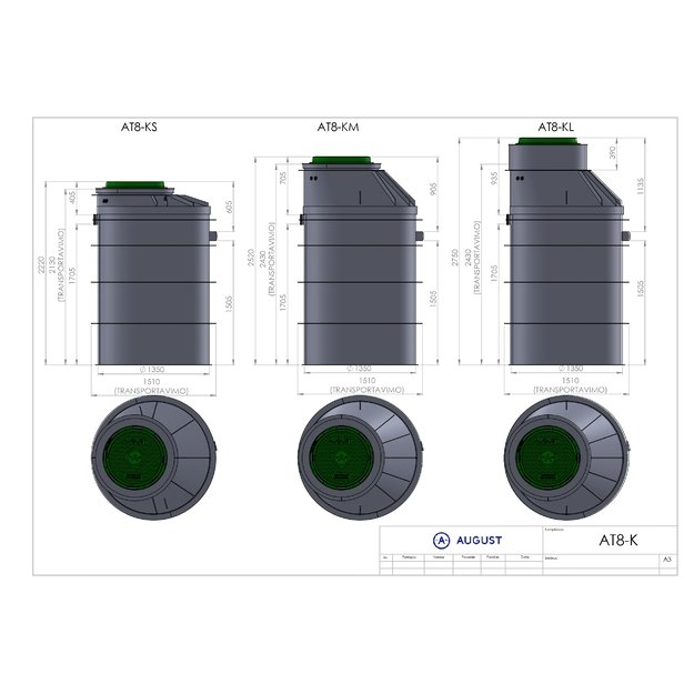 Nuotekų valymo įrenginys AT8KL 935mm įgilinim. (6 žm.) 2