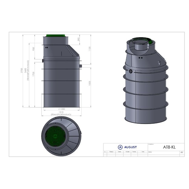 Nuotekų valymo įrenginys AT8KL 935mm įgilinim. (6 žm.) 1