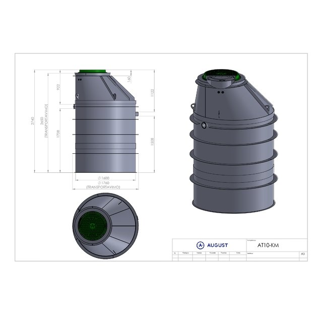 Nuotekų valymo įrenginys AT10KM 922mm įgilinim. (8 žm.) 1