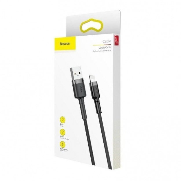 Baseus Cafule Cable durable nylon cable USB / Lightning QC3.0 1.5A 2M Black 3