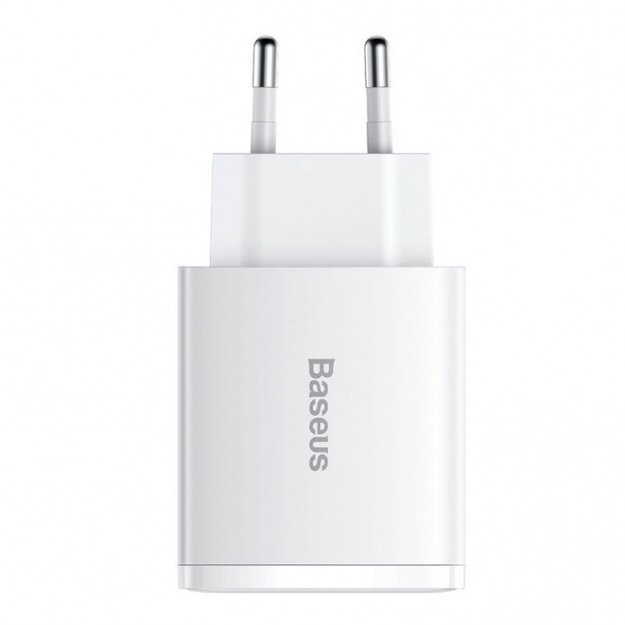 Baseus Compact Quick Charger, 2xUSB, USB-C, PD, 3A, 30W White 1