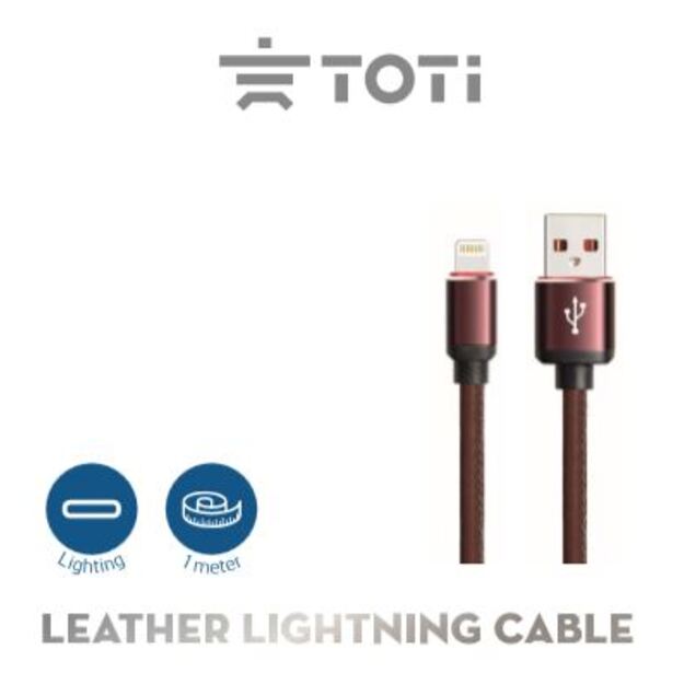 T-LC23 Leather Lightning to USB cable 2A 1 m Dark Brown 1