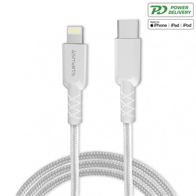 USB-C to Lightning Cable RapidCord 30.W 1.5m with PD and white *MFi certified, white