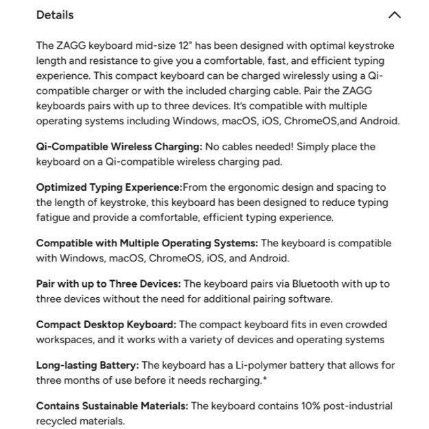 ZAGG Pro Keyboard 12 inch-Charcoal-UK (wireless charging on mat) 5