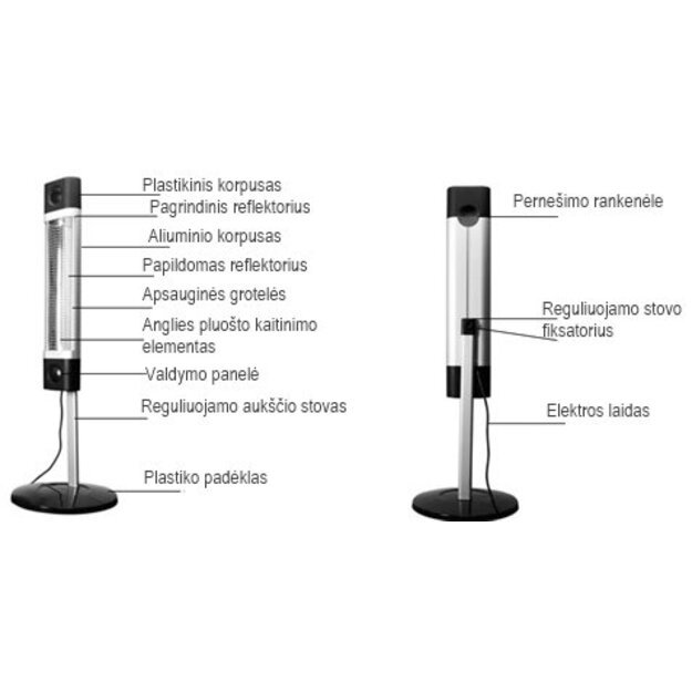 Infraraudonųjų spindulių &scaron;ildytuvas Veito CH1800 RE NOIR 2