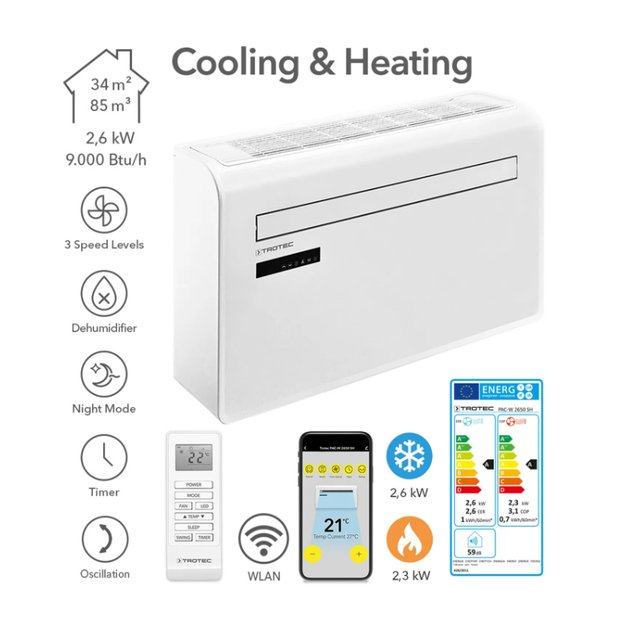 Oro kondicionierius monoblokas (be i&scaron;orinio bloko) su Wi-Fi Trotec PAC-W 2650 SH 3