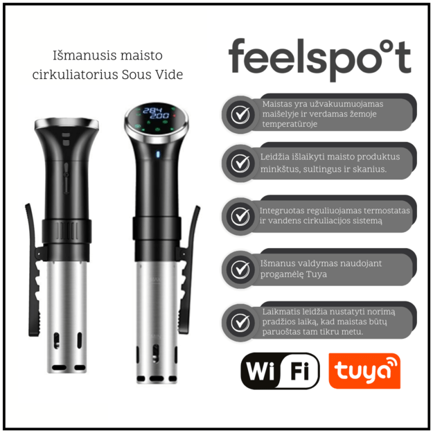 I&scaron;manusis maisto cirkuliatorius Sous Vide SJ-S015 Wi-fi, Tuya